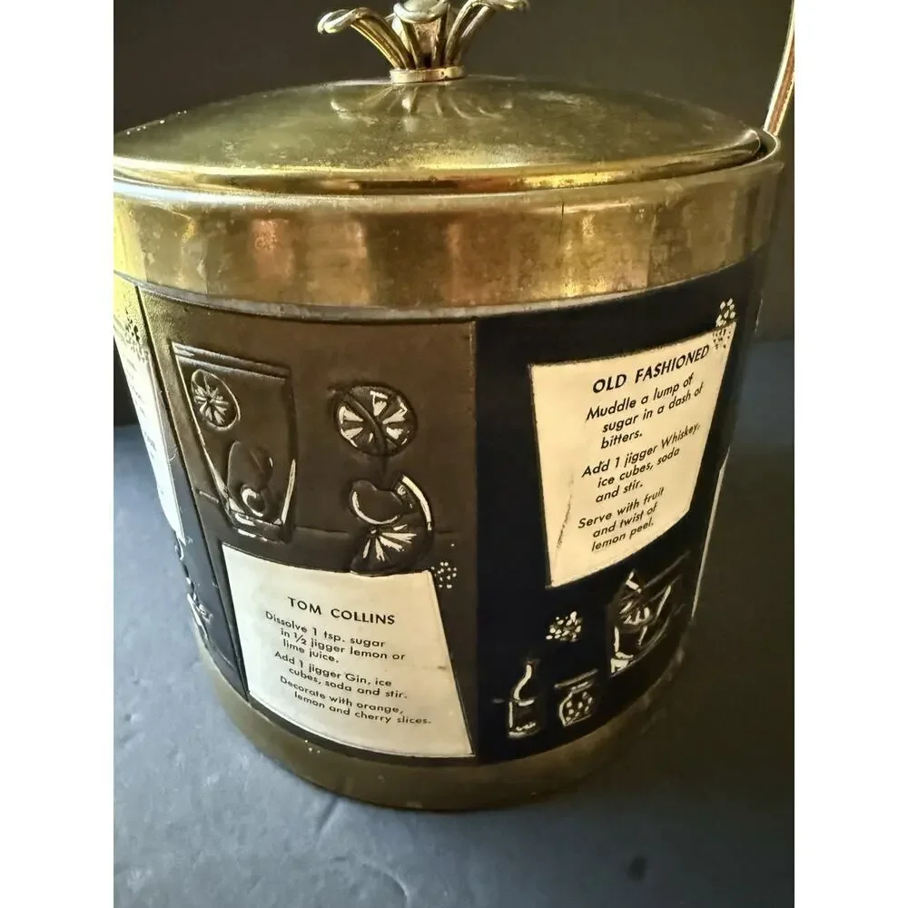 Vtg Ice Bucket Serve Master Ice Bucket Barware MCM Cocktail Drinks 1960s Brass